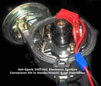 Hot-Spark 3HIT4U1 Electronic Ignition Conversion Kit replaces points in Hitachi 4-cylinder Distributor - Nissan; Datsun Mazda Chevrolet Luv Dodge Challenger, Colt; Ford Courier Honda Civic Accord