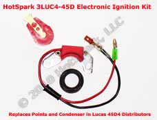 Hot-Spark Electronic Ignition Conversion Kit replaces points in 45D4 Lucas Distributors