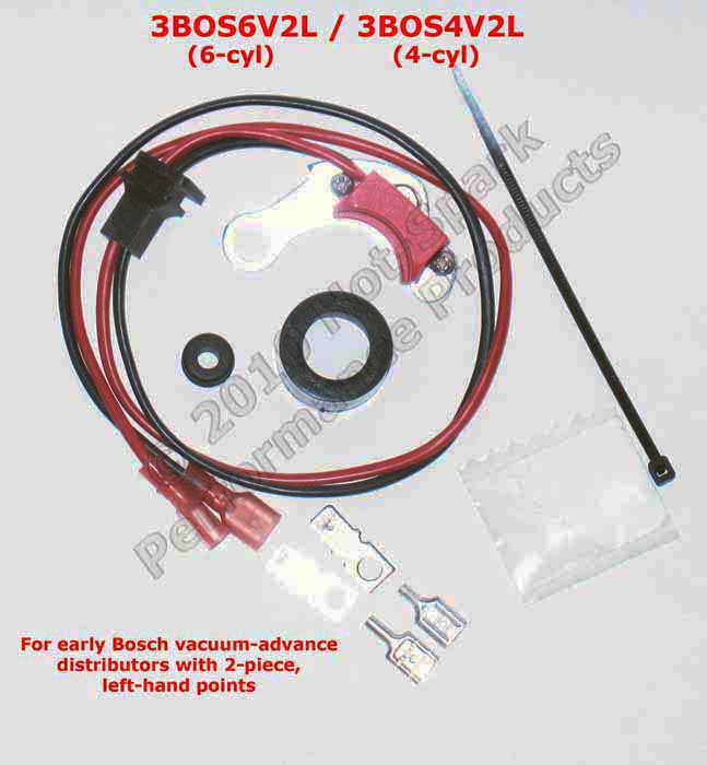 Electronic Ignition Conversio Kit for 6-cylinder Bosch distributors with 2-piece, left-hand points