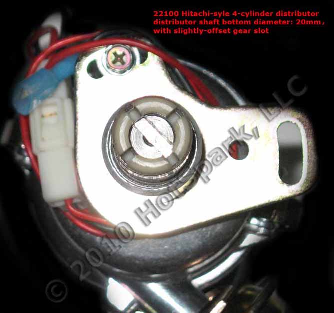 Gear Slot in Bottom of Distributor Shaft in HS-HIT4 4-Cylinder Hitachi-Compatible Distributor for Datsun/Nissan L16, L18 and L20B Engines